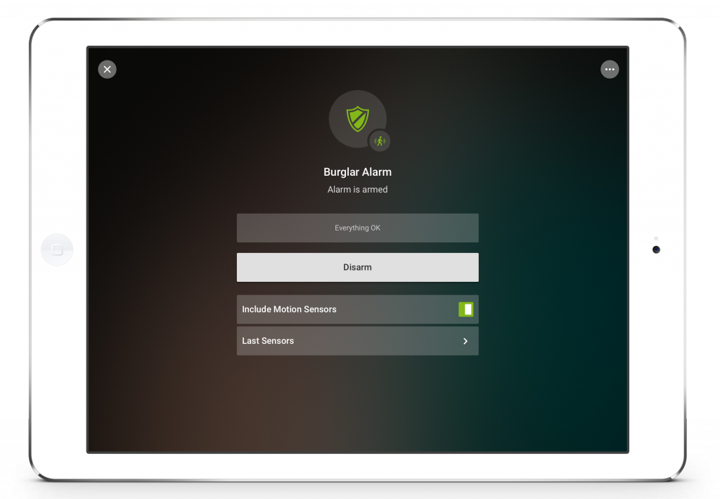 Loxone Smart Home App - Tablet - Burglar Alarm - Armed