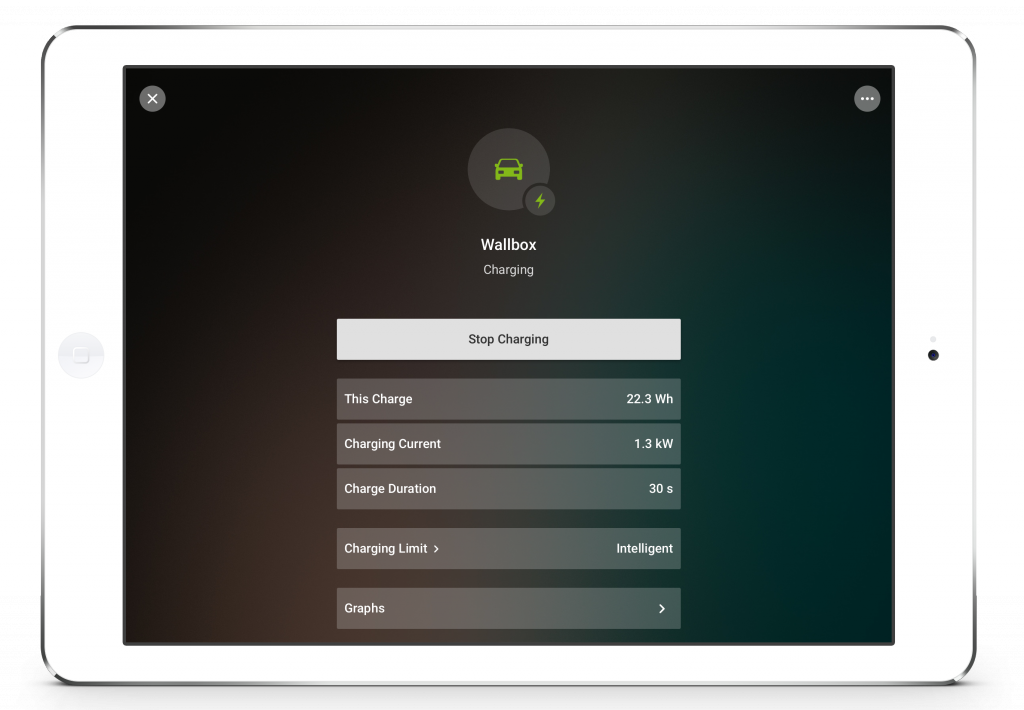 Loxone Smart Home App - Tablet - Car Charging