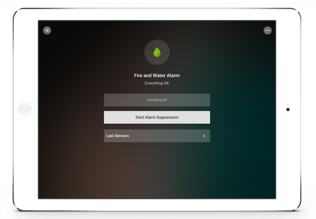 Loxone Smart Home App - Tablet - Fire and Water Alarm