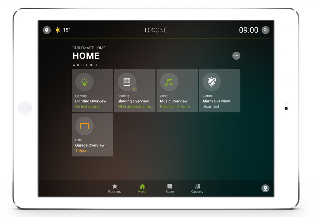 Loxone Smart Home App - Tablet - Home Tab
