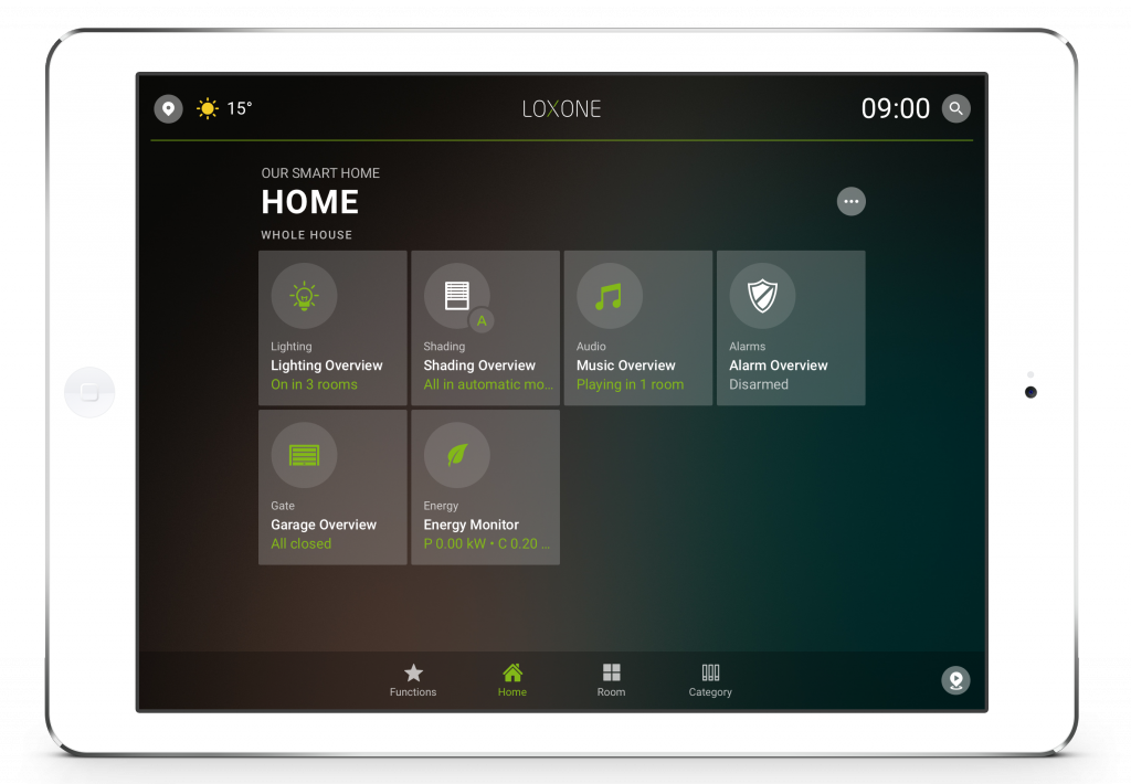 Loxone Smart Home App - Tablet - Home Tab 2