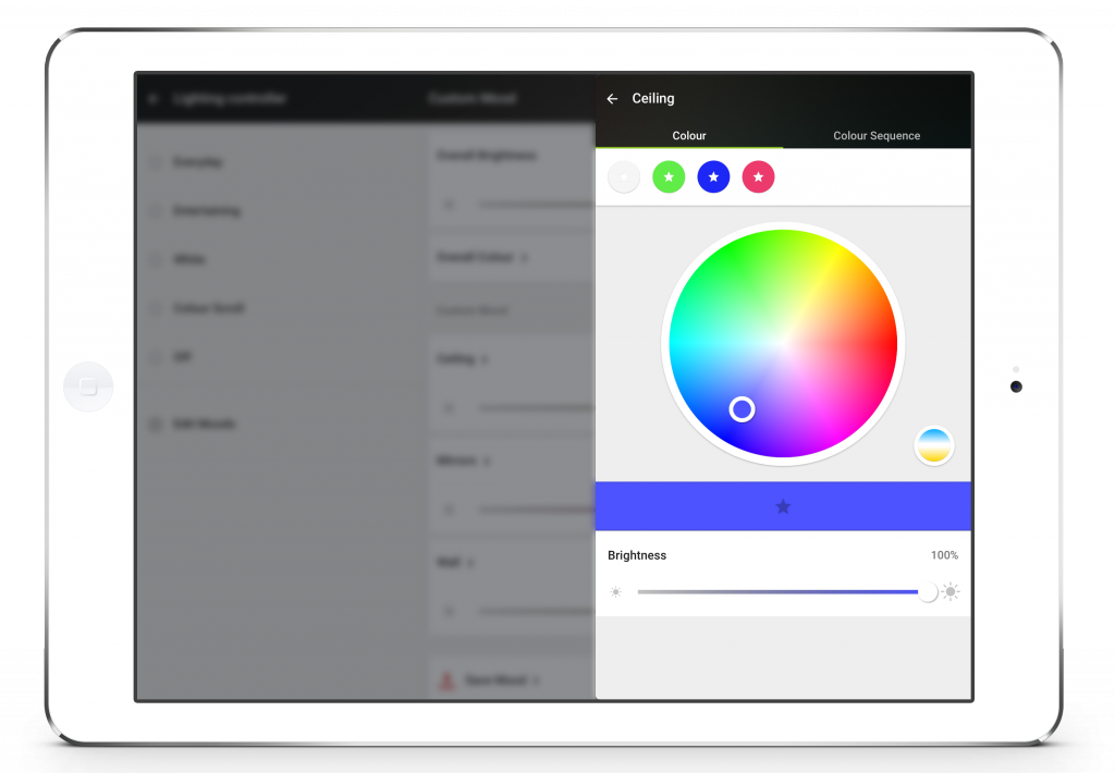 Loxone Smart Home App - Tablet - Lighting - Colour Picker